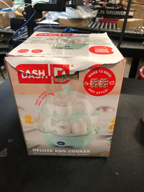Photo 1 of DASH Deluxe Rapid Egg Cooker for Hard Boiled, Poached, Scrambled Eggs, Omelets, Steamed Vegetables, Dumplings & More, 12 capacity, with Auto Shut Off Feature - Aqua
