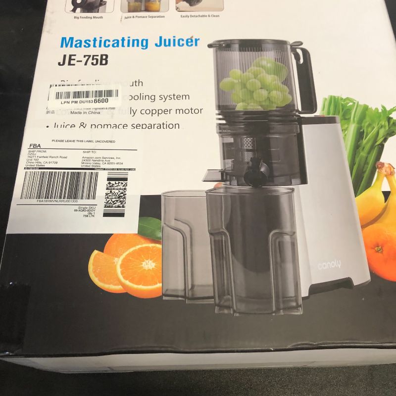 Photo 1 of Cold Press Juicer, 5.8" Wide Feed Chute Juice Extractor Machine with 400W, High Juice Yield, Slow Masticating Juicer for Whole Vegetables & Fruits, Premium Silver