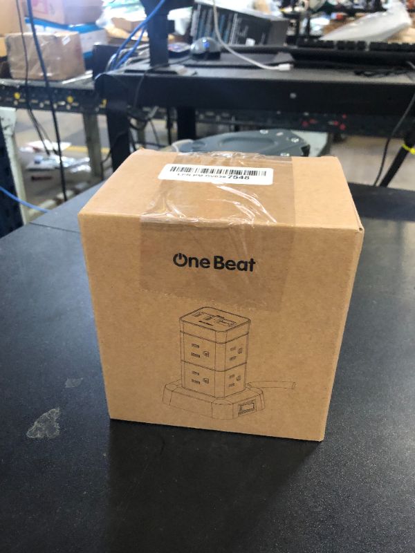 Photo 1 of One Beat Tower Surge Protector Power Strip 10 ft,Long Flat Extension Cord with Multiple Outlets,8 AC Outlets with 4 USB Ports,Desktop Charging Station for Multiple Devices,for Home Office College Dorm