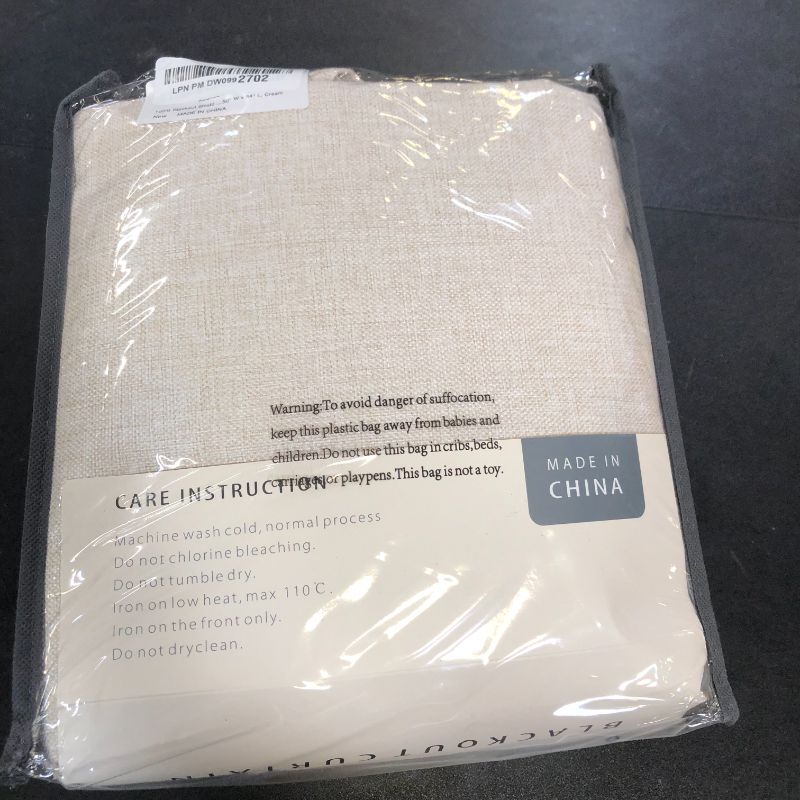 Photo 1 of 100% Blackout Shield Linen Blackout Curtains for Bedroom 84 Inches Long, Back Tab/Rod Pocket Living Room Drapes, Thermal Insulated Blackout Curtains 2 Panels Set, 50" W x 84" L, Cream