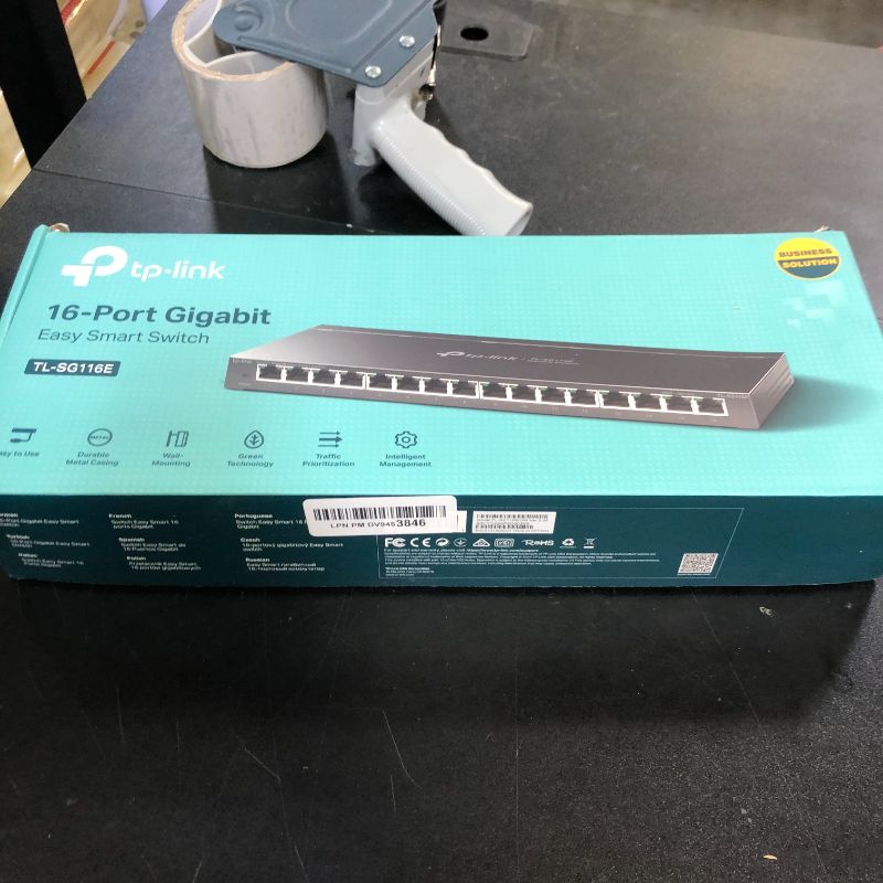 Photo 1 of TP-Link TL-SG116E | 16 Port Gigabit Switch | Easy Smart Managed | Plug & Play | 3 Year Manufacturer Warranty | Desktop/Wall-Mount | Sturdy Metal w/ Shielded Ports | Support QoS, Vlan, IGMP and LAG