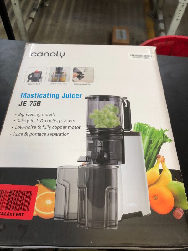 Photo 1 of Cold Press Juicer, 5.8" Wide Feed Chute Juice Extractor Machine with 400W, High Juice Yield, Slow Masticating Juicer for Whole Vegetables & Fruits, Premium Silver