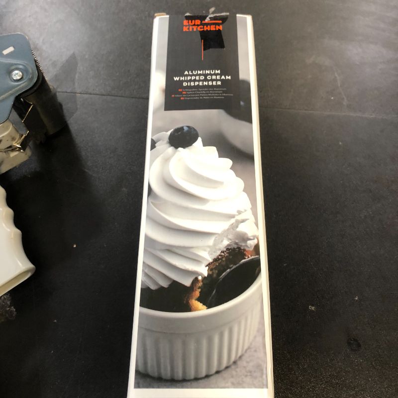 Photo 1 of EurKitchen Professional Aluminum Whipped Cream Dispenser - Leak-Free Whip Cream Maker Canister with 3 Decorating Nozzles & Cleaning Brush - 1-Pint / 500 mL Cream Whipper - N2O Chargers (Not Included)