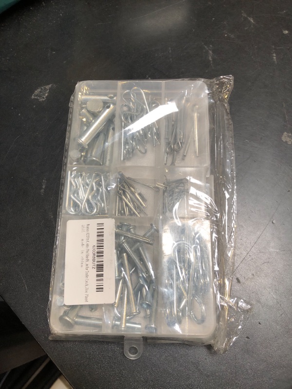 Photo 1 of Boatsea 122Pcs Cotter Pin Hair Pin Clevis Pin Assortment Kit,R Clips Retaining Hair Pins Assortment, Including Single Hole Clevis Pin&Split Cotter Pin&R Clip Hitch Pin for Trailer Latch, Zinc-Plated