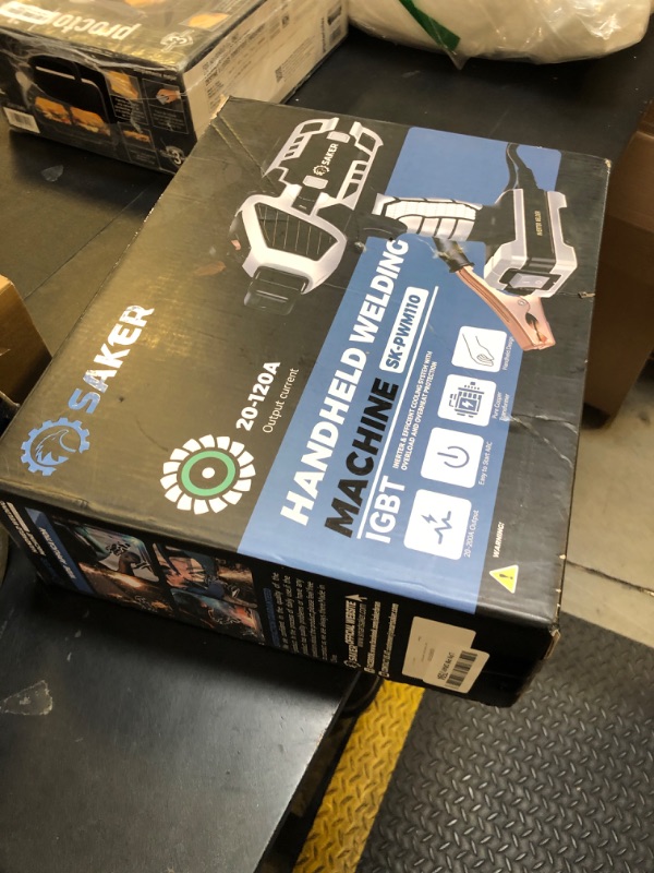 Photo 1 of Saker Portable Electric Welding Machine,110V Portable Welder Handheld with IGBT Inverter 5 Variable Current Adjustment,Portable ARC Welder Gun, Fits for 3/32" Wire Rods (Grey)