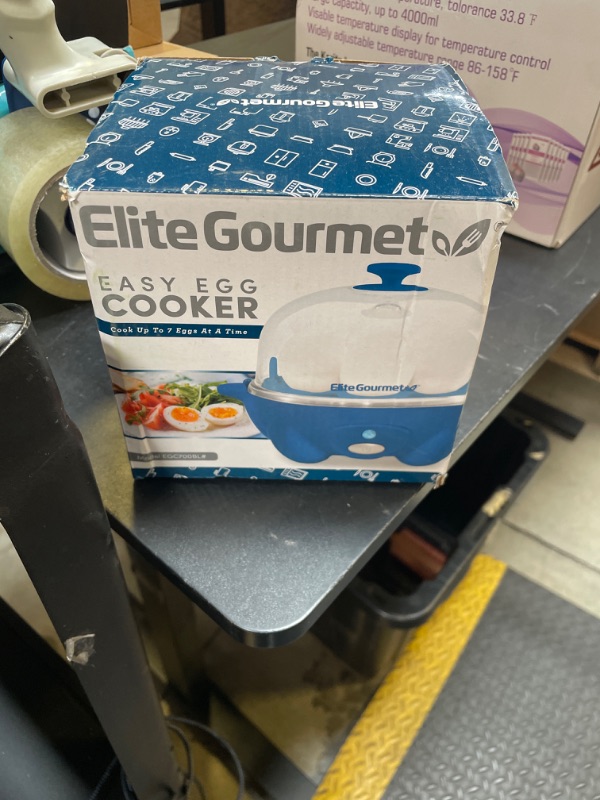 Photo 1 of Elite Gourmet EGC700BL# Rapid Egg Cooker, 7 Easy-To-Peel, Hard, Medium, Soft Boiled Eggs, Poacher, Omelet Maker, Auto Shut-Off, Alarm, 16-Recipe Booklet, BPA-Free, Ocean
