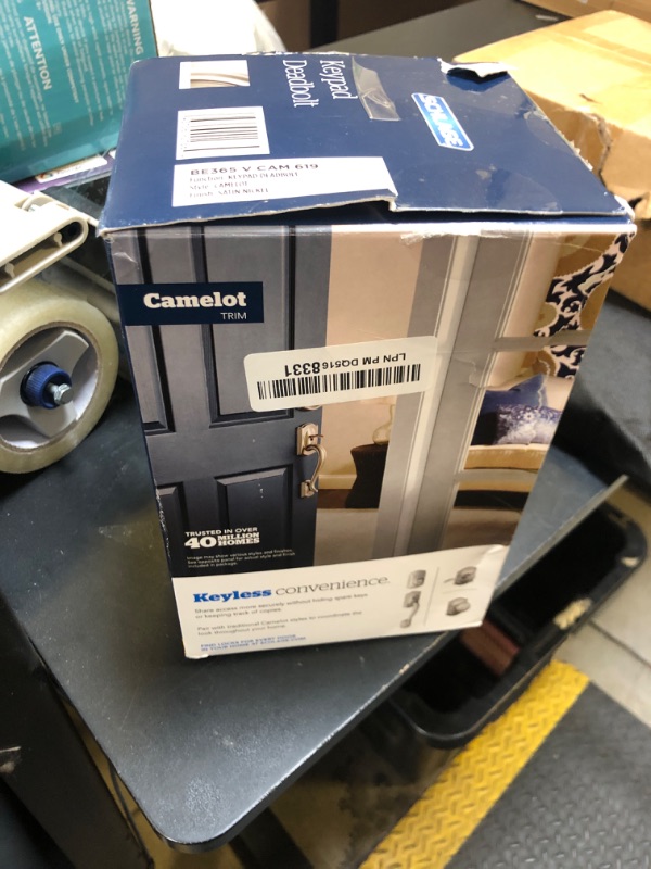 Photo 1 of Schlage BE365 V CAM 619 Camelot Keypad Deadbolt, Electronic Keyless Entry Lock, Satin Nickel