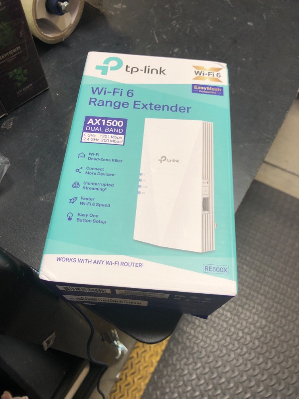 Photo 1 of TP-Link AX1500 WiFi Extender Internet Booster(RE500X), WiFi 6 Range Extender Covers up to 1500 sq.ft and 25 Devices,Dual Band, AP Mode w/Gigabit Port, APP Setup, OneMesh Compatible