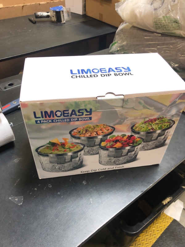 Photo 1 of LIMOEASY Chilled Dip Bowl (4 Pack), 25oz Ice Serving Bowl with Lid for Parties, Cold Serving Dish for Hummus, Salsa, Guacamole, Sauces, Pasta