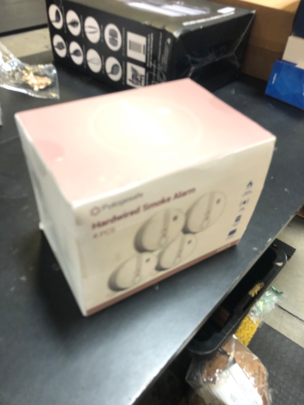 Photo 1 of Detector, Hardwired Interconnected Smoke Detectors, Smoke Alarm with Replaceable 9V Battery, Interconnects Up to 12 Fire Alarms Smoke Detectors, Fire Alarm with Test/Silence Button 4 Packs