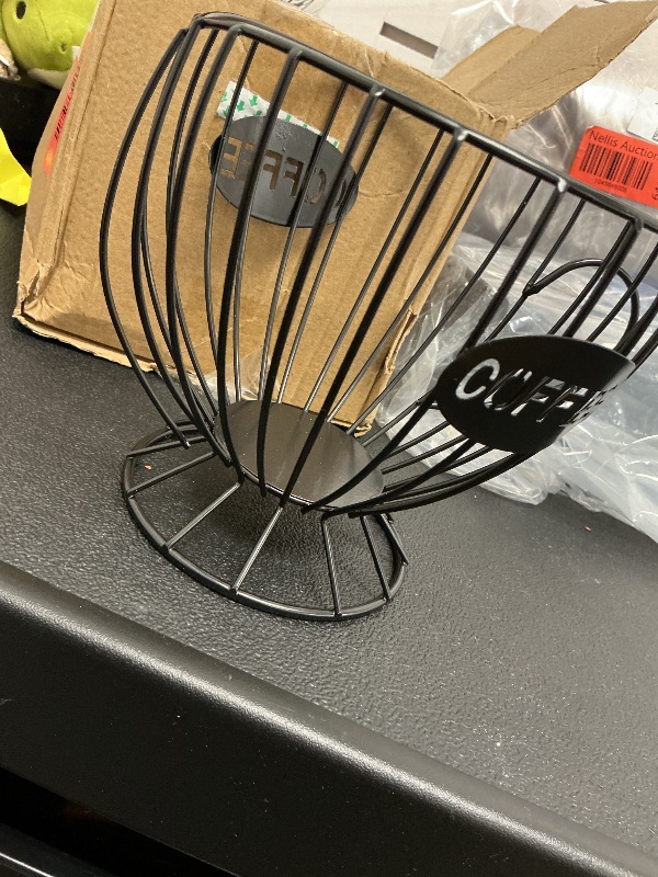 Photo 1 of Agirlvct Coffee Pod Holder,Large K-Cup & Nespresso Capsule Organizer, Coffee Capsule Basket, Metal Coffee Bar Organizer for Kitchen Dinning Room Office Home Cafe Hotel (Black-Tea Cup )