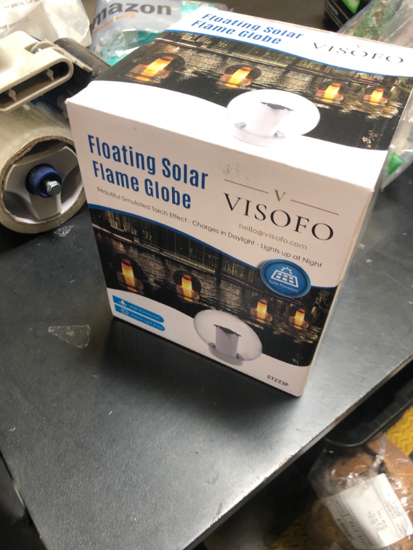 Photo 1 of VISOFO Solar Floating Pool Lights for Swimming Pool | Outdoor Waterproof Decorations Solar Powered Flame Led Lamp Inground Pond Flickering Decor Party Event Night Above Ground IP68 (1 pcs)