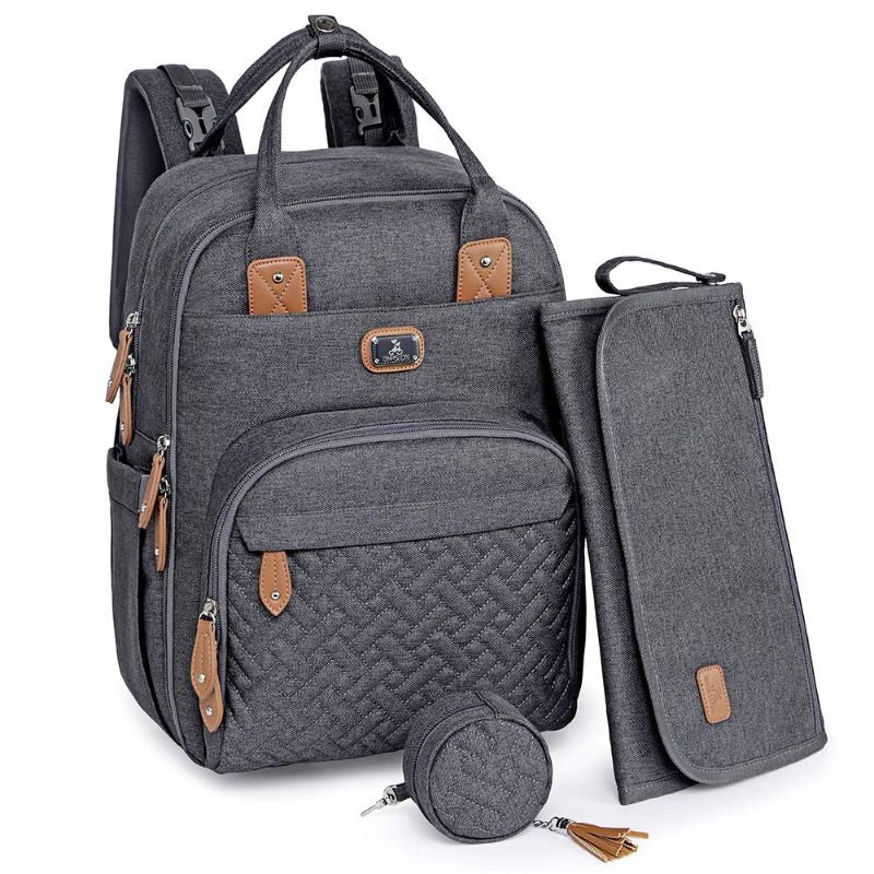 Photo 1 of Dikaslon Diaper Bag Backpack with Portable Changing Pad, Pacifier Case and Stroller Straps, Large Unisex Baby Bags for Boys Girls, Multipurpose Travel Back Pack for Moms Dads