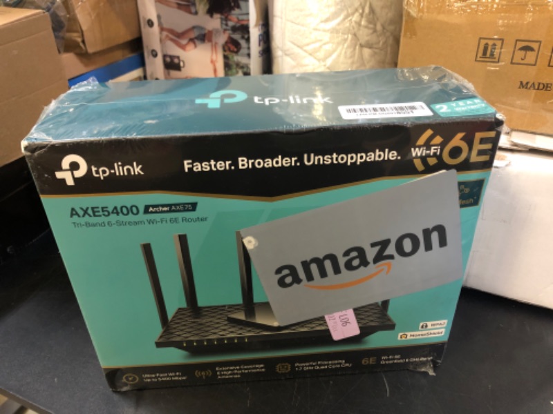 Photo 1 of TP-Link AXE5400 Tri-Band WiFi 6E Router (Archer AXE75)- Gigabit Wireless Internet Router, ax Router for Gaming, VPN Router, OneMesh, WPA3, Black