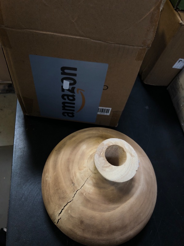 Photo 1 of Creative Co-Op Small Paulownia Wood Vase (Each one Will Vary) Decorative Accents, Natural