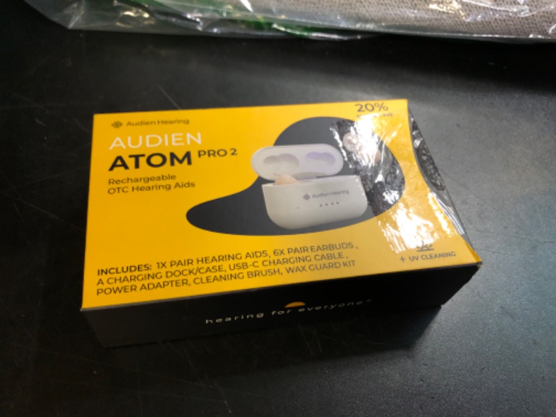 Photo 1 of Audien ATOM PRO 2 Wireless Rechargeable OTC Hearing Aid, Premium Comfort Design and Nearly Invisible