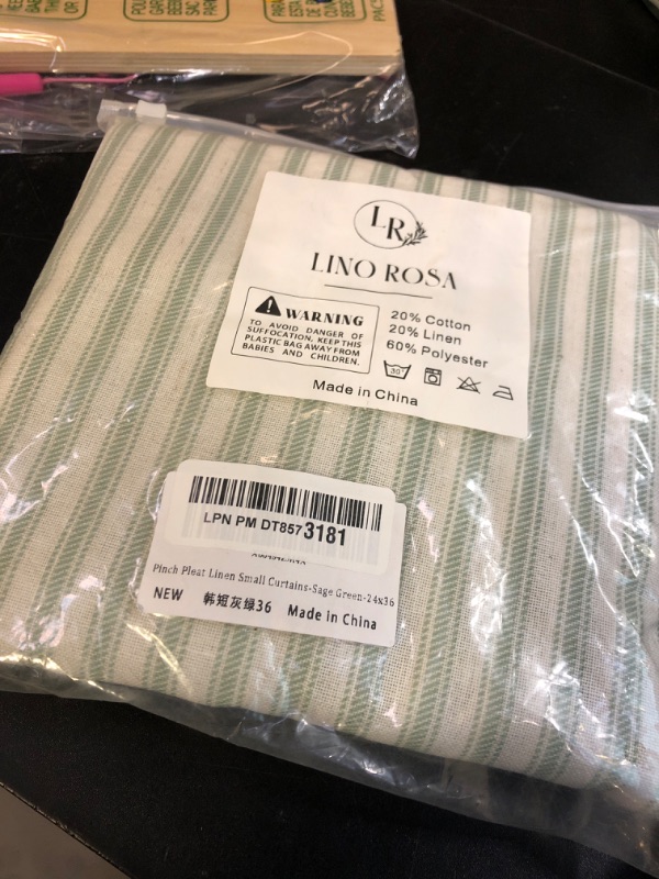 Photo 1 of Sage Green Kitchen Curtains,Cute Retro Linen Sheer Cottage Core Curtains for Bathroom Decor 36 Inch Length