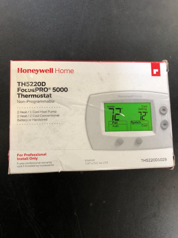 Photo 1 of Honeywell TH5220D1029/U 5000 Non-Programmable Heating and Cooling Digital Thermostat, Premier White