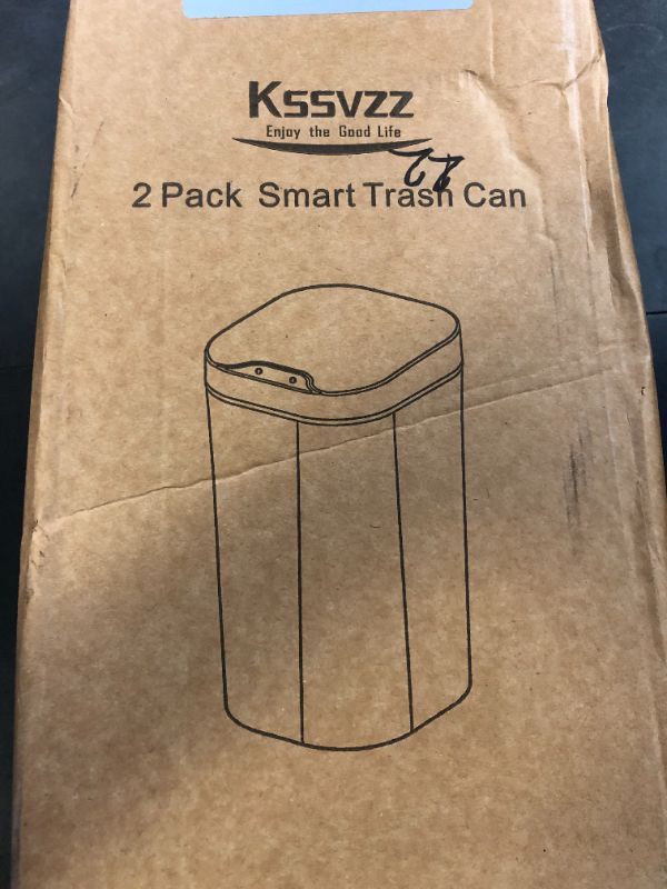 Photo 1 of 2 Pack Automatic Small Bathroom Trash Can with Lid - 2.5 Gallon Touchless Electric Garbage Can, Motion Sensor Smart Trash Bin, Slim Plastic Trashcan, Waterproof Wastebasket for Bedroom Office (White)