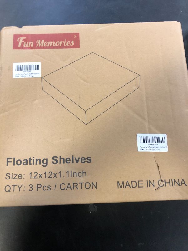 Photo 1 of Fun Memories Floating Shelves for Wall - 12 Inch Square Shelves with Invisible Brackets, Small Wall Shelf for Living Room, Bathroom, Bedroom, and Kitchen Decor?White Set of 3
