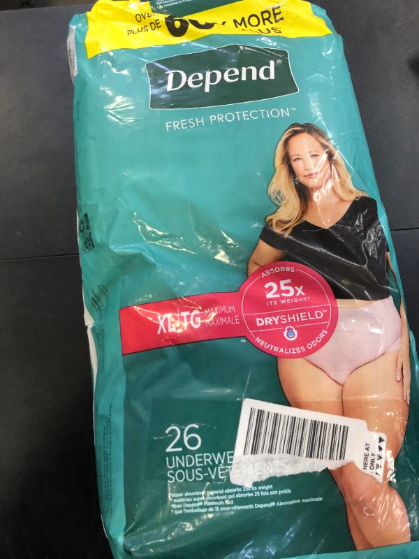 Photo 1 of Depend Fresh Protection Adult Incontinence & Postpartum Bladder Leak Underwear for Women, Disposable, Maximum, Extra-Large, Blush, 26 Count, Packaging May Vary