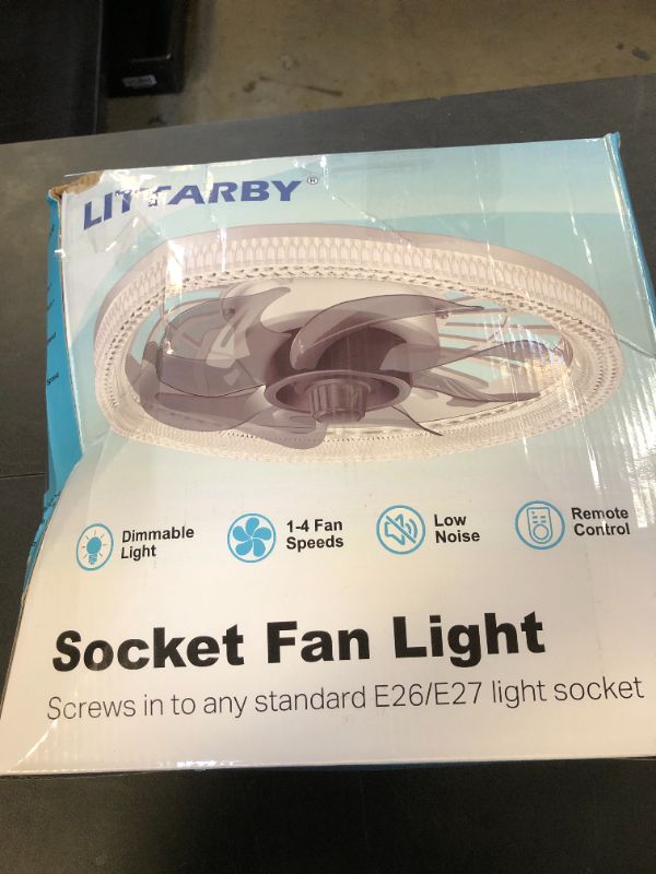 Photo 1 of Ceiling Fans with Lights, Socket Fan Light with Remote Control, Dimmable Brightness 3000K-6500K Memory, Socket Modern Flush Mount Low Profile Ceiling Fan for Bedroom, Small Living Room, Kitchen White
