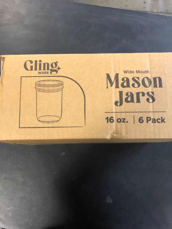 Photo 1 of [ 6 Pack] 16 oz. Wide-Mouth Glass Mason Jars with Metal Airtight Lids and Bands for 1 Pint Canning, Preserving, & Meal Prep