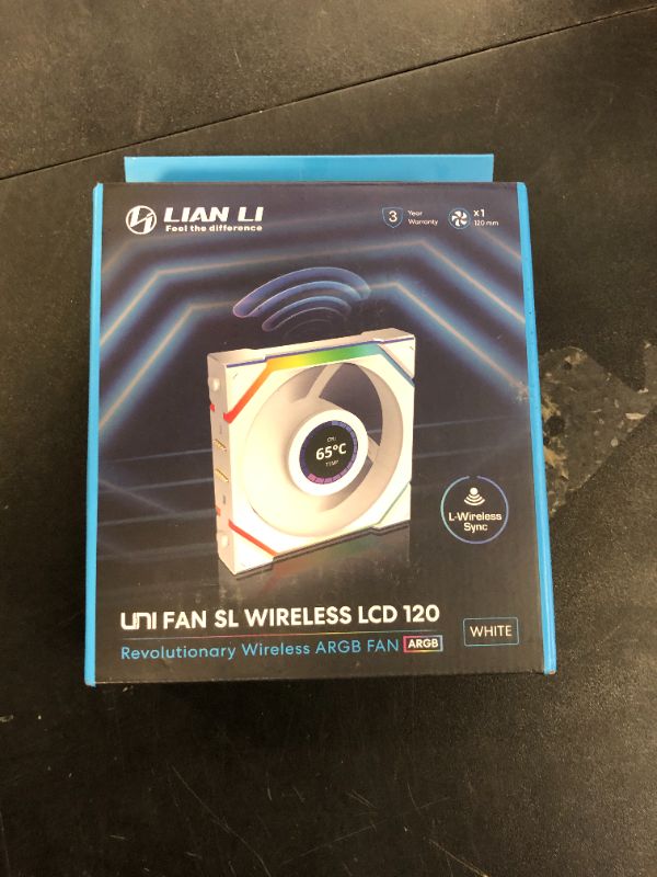 Photo 1 of Lian Li UNI Fan SL - LCD Wireless 120 (Reverse Blade) - ARGB Fan - 1.6" LCD Display - 2.4 GHz Wireless Signal for RGB & Fan Control - Controller NOT Included & Required - White (12RSLLCD1W1W)