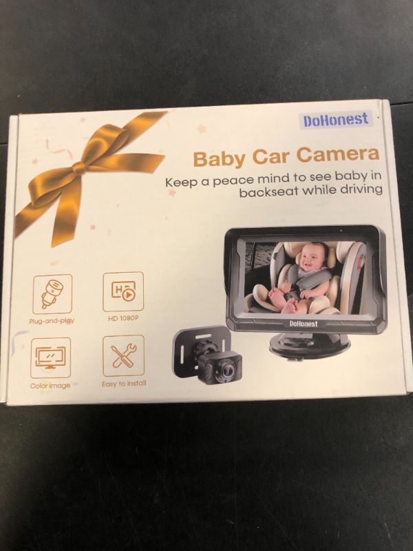 Photo 1 of DoHonest Baby Car Camera HD 1080P - Rear-Facing Car Baby Monitor with Night Vision, Adjustable View Angle, Easy Setup, Anti-Glare Display, Safety for Kids & Infants