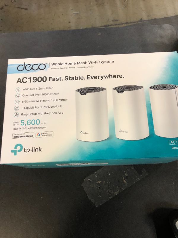 Photo 1 of TP-Link Deco Mesh AC1900 WiFi System (Deco S4) – Up to 5,500 Sq.ft. Coverage, Replaces WiFi Router and Extender, Gigabit Ports, Works with Alexa, 3-pack