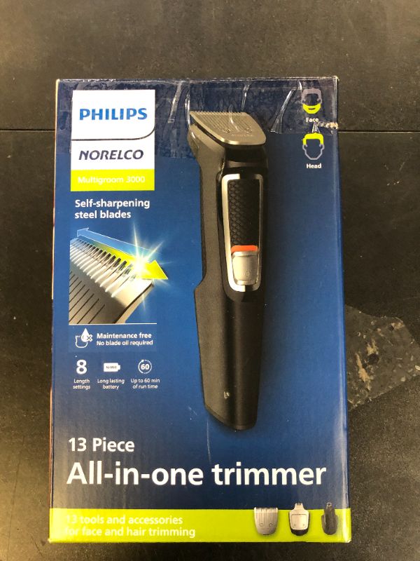 Photo 1 of Norelco Philips Multi Groomer All-in-One Trimmer Series 3000-13 Piece Mens Grooming Kit for Beard, Face, Nose, Ear Hair Trimmer and Hair Clipper - NO Blade Oil Needed, MG3740/40
