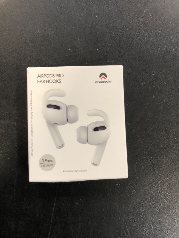 Photo 1 of AhaStyle 3 Pairs AirPods Pro Ear Hooks Covers [Added Storage Pouch] Anti-Slip Ear Covers Accessories Compatible with Apple AirPods Pro (White)