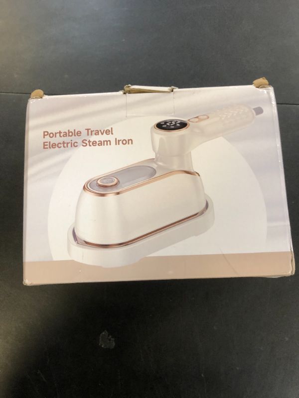 Photo 1 of 1200W Portable Travel Steamer Iron for Clothes - 4 Modes, LCD Display, 10S Fast Heating, 180° Swivel Handle, Powerful Wrinkle Remover for Home, Dorm, and Travel – White