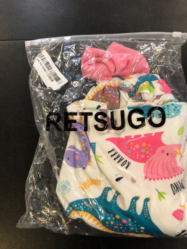 Photo 1 of RETSUGO Baby Girl Dinosaurs Dresses Casual Pink Bowknot Dress for Toddler Girls Sleeveless Party Summer Dresses Outfit dinosaur1-1129-4T