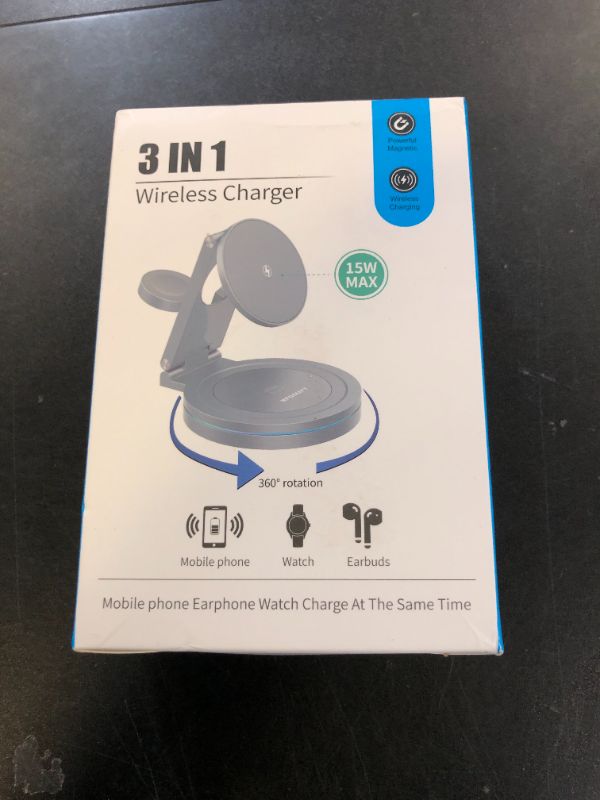 Photo 1 of Wireless Charger for Samsung, Magnetic Fast Wireless Charging Station for Samsung S24/S23/S22/Note20 Series, 3 in 1 Foldable Mag-Safe Charging Stand/Dock for Galaxy Watch 7/6/5/4/3, Galaxy Buds+/Live