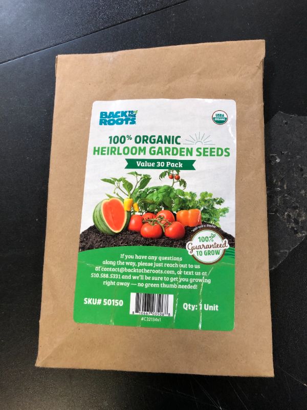 Photo 1 of Back to the Roots Heirloom Organic, Non-GMO & USA Grown Seeds, 30ct Herb, Fruit, and Veggies, Assortment May Vary, Guaranteed to Grow