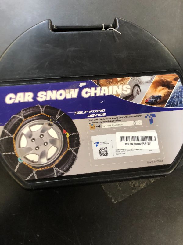 Photo 1 of Snow-Chains Auto Fixing 1 Min Quick Fit Easy Installation Tire-Chains, Portable Reusable Universal Emergency Tire Traction Chain for Passenger Car, Pickup Trucks and SUV - Set of 2