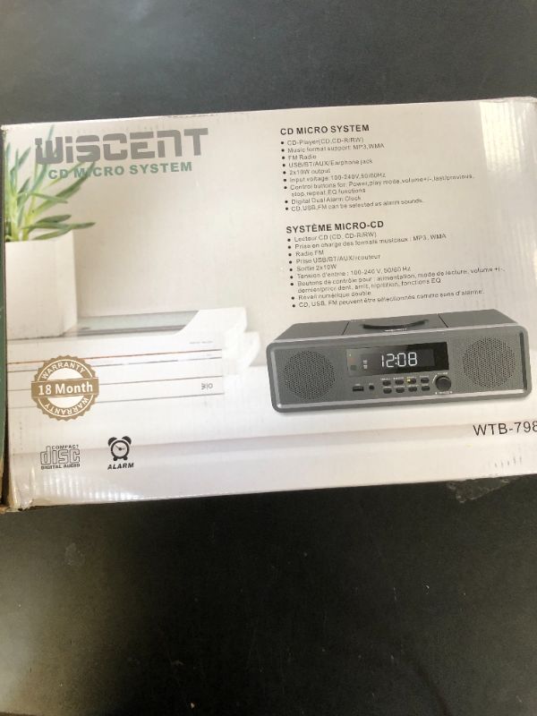 Photo 1 of Compact Home Stereo System CD Player,Clear 20W RMS Sound System with FM Radio,Bluetooth,USB,MP3,AUX,Digital Dual Alarm Clock,CD-R/CD-RW/MP3/WMA Playback(Black)