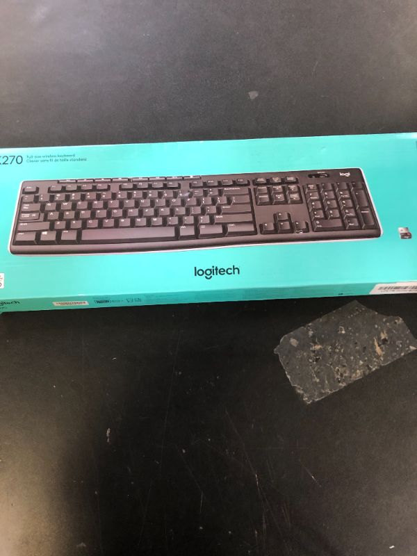 Photo 1 of Logitech K270 Wireless Keyboard for Windows, 2.4 GHz Wireless, Full-Size, Number Pad, 8 Multimedia Keys, 2-Year Battery Life, Compatible with PC, Laptop, Black