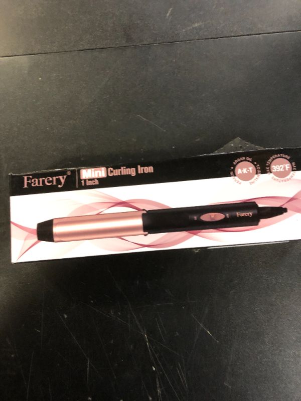 Photo 1 of 1 Inch Dual Voltage Ceramic Curling Iron with Keratin & Argan Oil, Mini Hair Curler, Travel Size with Storage Bag