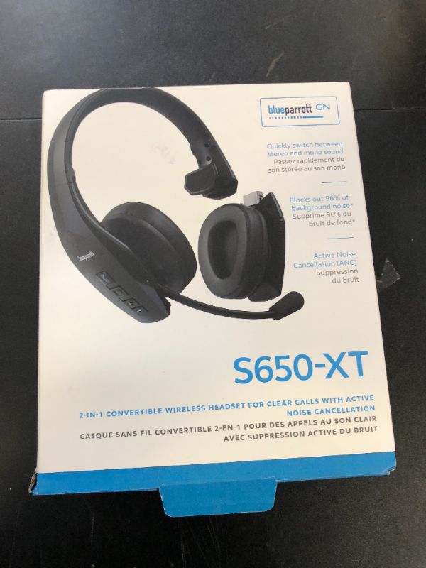 Photo 1 of BlueParrott S650-XT Bluetooth Wireless Headphones 96% Noise Canceling Over Head Trucker Headset with Mic, 2-in-1 Convertible Stereo to Mono with ANC, IP54-Rated Protection, 36 hrs. Talk Time, Black