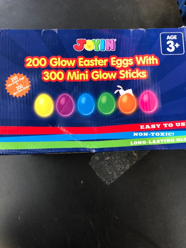 Photo 1 of JOYIN 200 Pcs Easter Egg with 300 Pcs Easter Glow Sticks, Glow in the Dark for Kids Easter Basket Stuffers, Easter Egg Hunt Party Favors Classroom Decorations Supplies