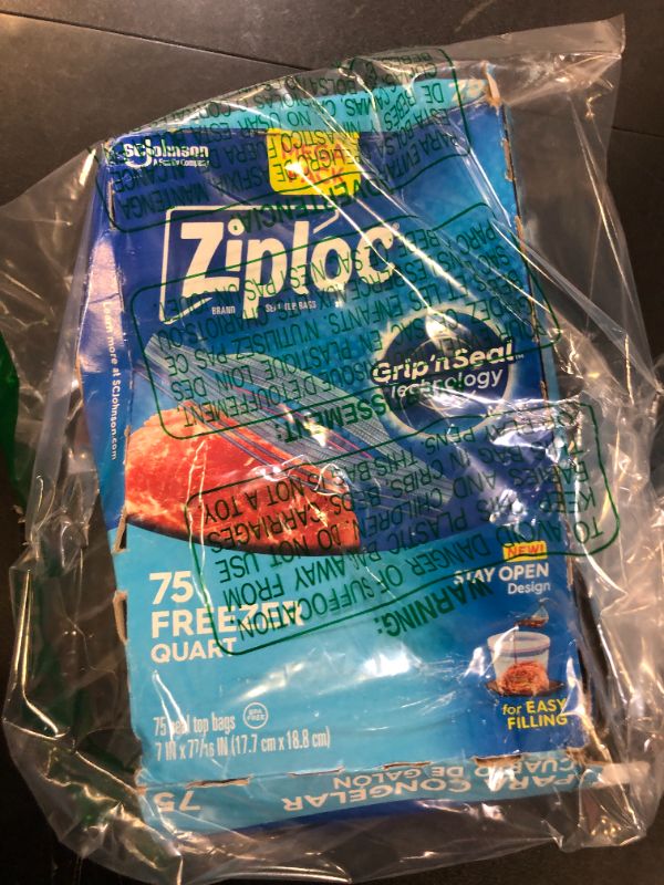 Photo 1 of Ziploc Quart Food Storage Freezer Bags, New Stay Open Design with Stand-Up Bottom, Easy to Fill, 75 Count