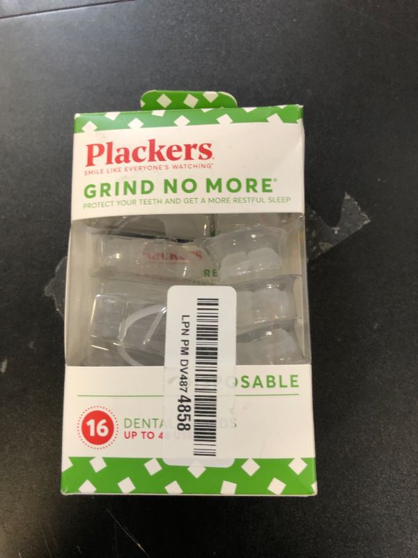 Photo 1 of Plackers Grind No More Night Guard, Nighttime Protection for Teeth, BPA Free, Sleep Well, Ready to Wear, Disposable, One Size Fits All, 16 Count
