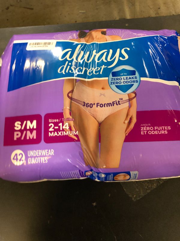 Photo 1 of Always Discreet Adult Incontinence Underwear for Women and Postpartum Underwear, S/M, Up to 100% Bladder Leak Protection, 84 Count (Packaging May Vary)