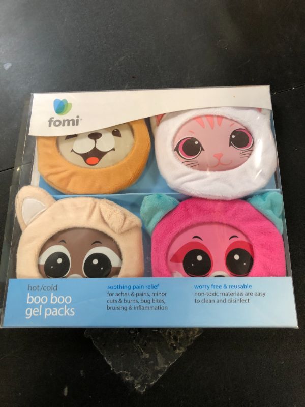 Photo 1 of FOMI Ultra Strong Kids Hot Cold Ice Packs | 4 Pack | Soft Colorful Sleeves | Animal Designed Children Gel Bead Wrap | Pain Relief for Kids Boo Boos, Fever, Headaches | Strap to Hold in Place
