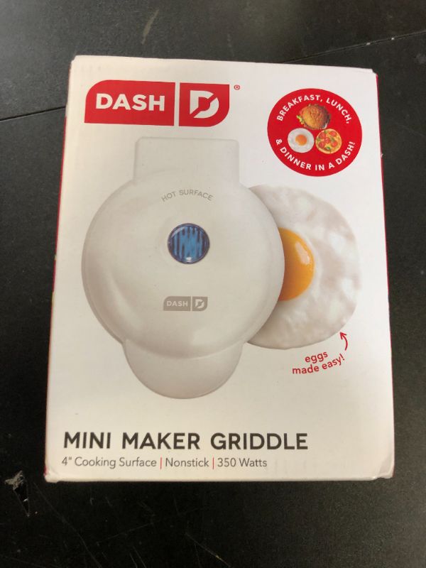 Photo 1 of DASH Mini Maker Electric Round Griddle for Individual Pancakes, Cookies, Eggs & other on the go Breakfast, Lunch & Snacks with Indicator Light + Included Recipe Book - White