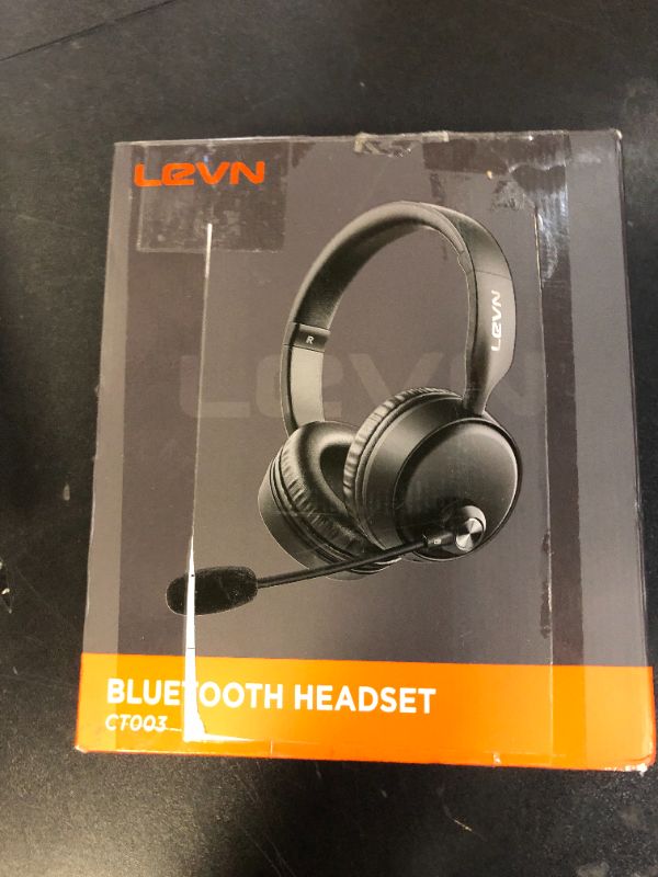 Photo 1 of LEVN Bluetooth Headset, Bluetooth Headphones with Microphone (AI Noise Cancelling), 60 Hrs Working Time Dual Connection Wireless Headset with Mic & Mute Button for Work/Phone/Call Center/PC/Laptop