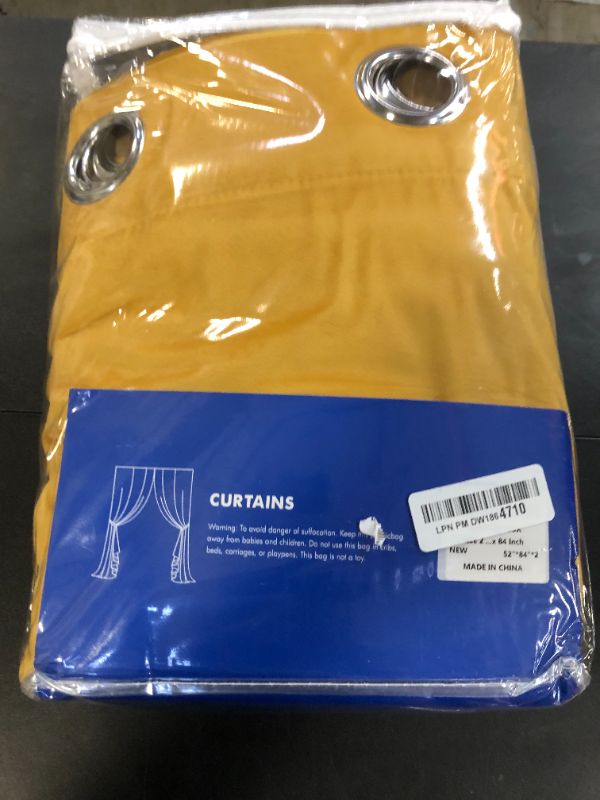 Photo 1 of MIULEE 2 Panels Blackout Velvet Curtains Solid Soft Grommet Mustard Yellow Curtains Thermal Insulated Soundproof Room Darkening Curtains/Drapes/Panels for Fall Living Room Bedroom 52 x 84 Inch
