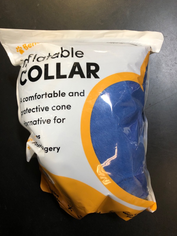 Photo 1 of BENCMATE Protective Inflatable Collar for Dogs and Cats - Soft Pet Recovery Collar Does Not Block Vision E-Collar (Large, Blue)